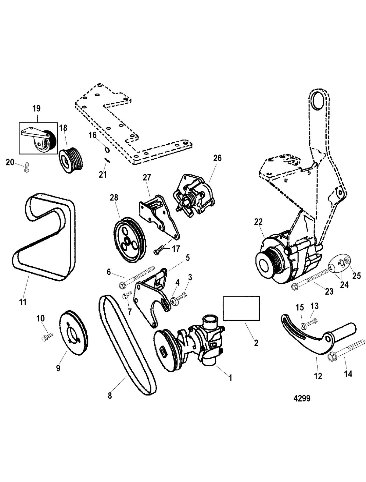 MERCRUISER D7.3L D-TRONIC BRAVO DIESEL Alternator And Seawater Pump