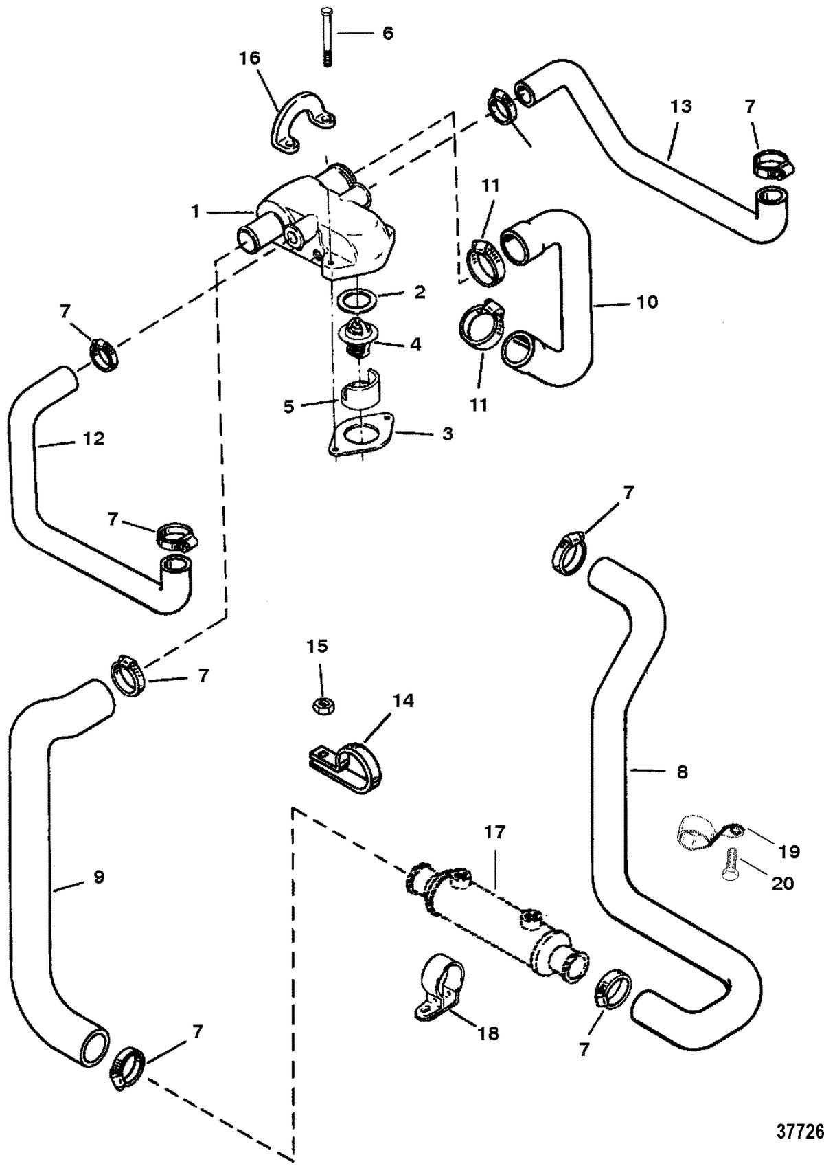 MERCRUISER 5.7L/LX 350 MAG ALPHA/BRAVO STANDARD COOLING SYSTEM(5.7L/5.7LX ALPHA)
