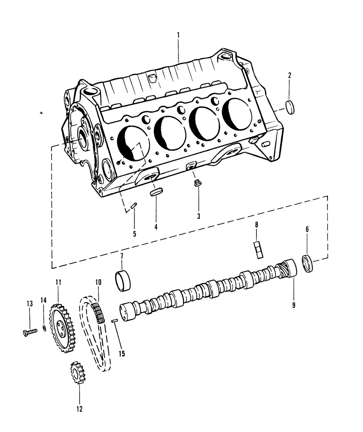 MERCRUISER 350 MAGNUM ENGINE CYLINDER BLOCK AND CAMSHAFT