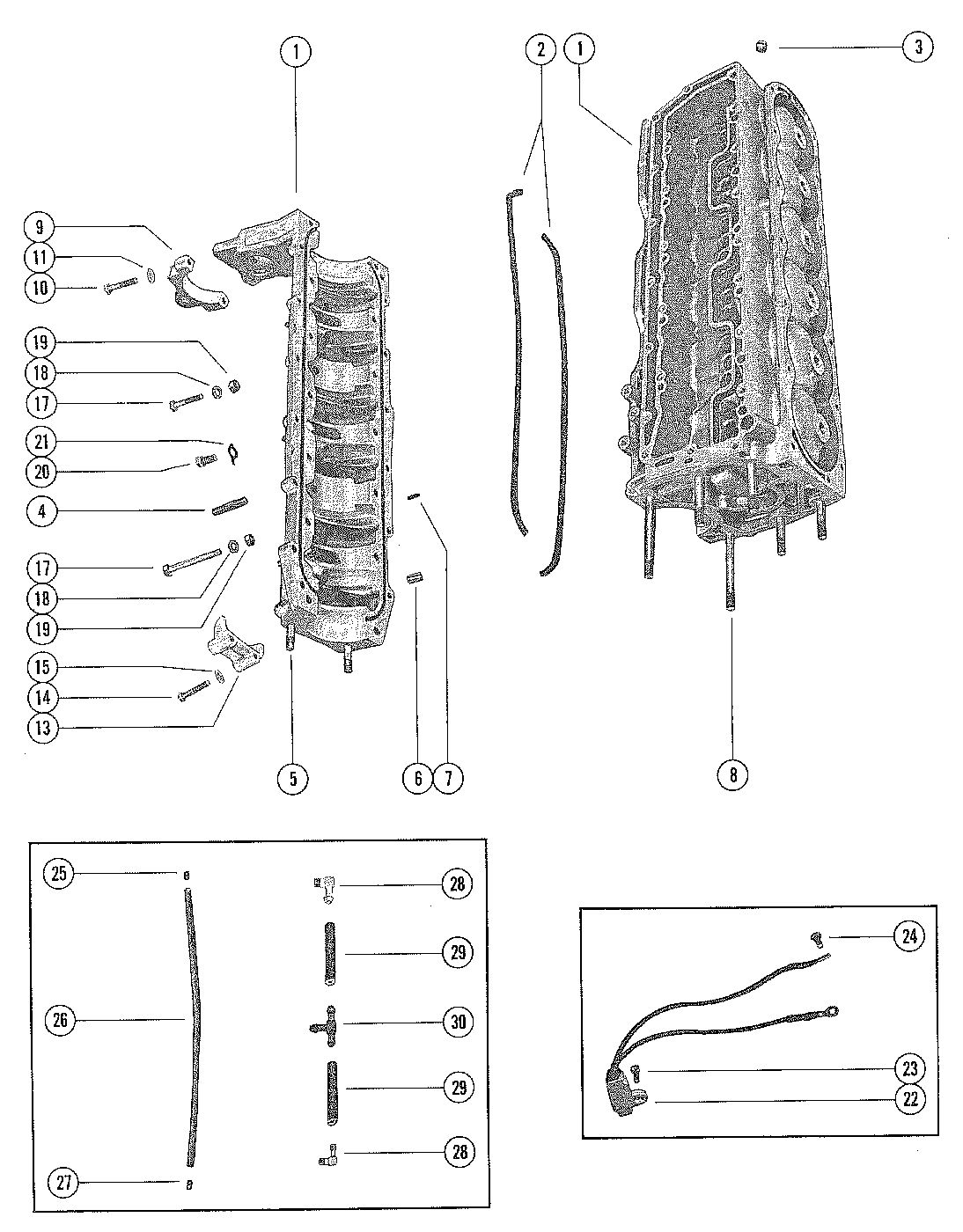 MARINER 115 HORSEPOWER CYLINDER BLOCK AND CRANKCASE ASSEMBLY
