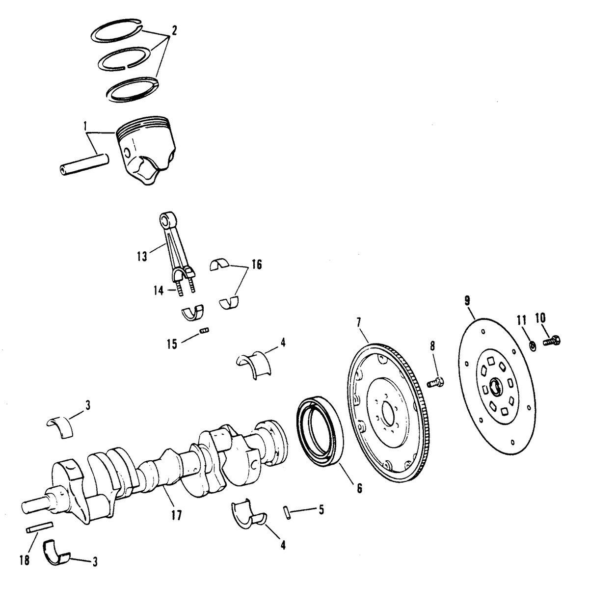 MERCRUISER 8.2L W/HURTH INBOARD GEN V CRANKSHAFT, PISTONS AND CONN. RODS