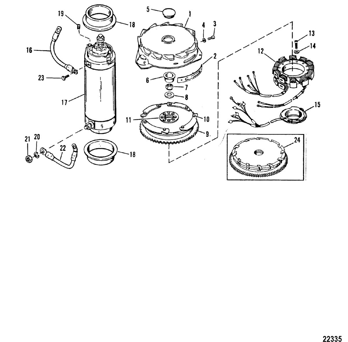 MERCURY/MARINER 175 XRI /175 MAGNUM 200 XRI (EFI) FLYWHEEL/STARTER MOTOR