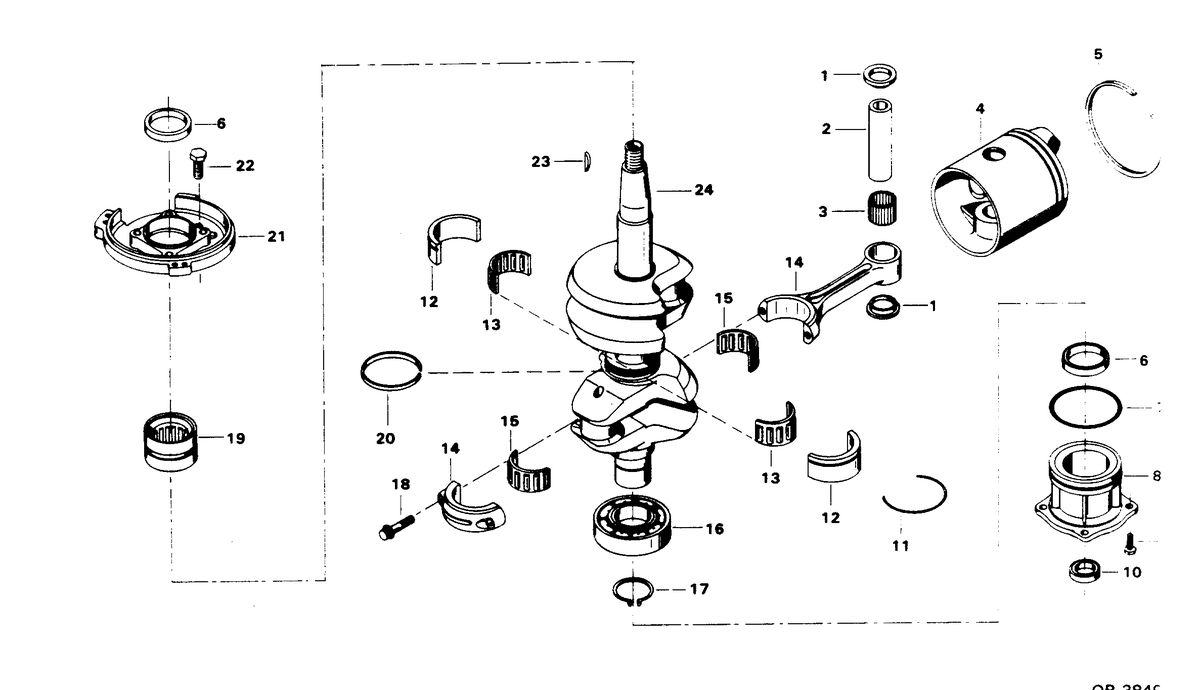 CHRYSLER 55 H.P. CRANKSHAFT AND PISTON GROUP