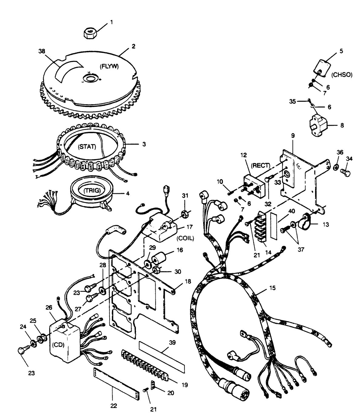 FORCE FORCE 1989 85 H.P. "B" MODEL L-DRIVE ELECTRICAL COMPONENTS