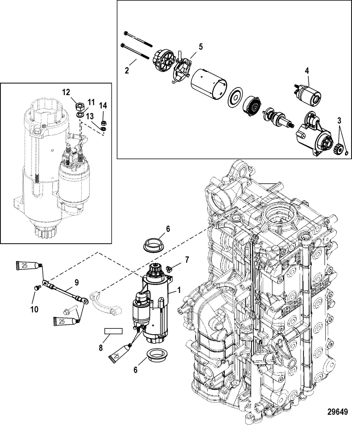 MERCURY/MARINER 200/250/300 PRO 4-STROKE VERADO (6 CYLINDER) Starter Motor