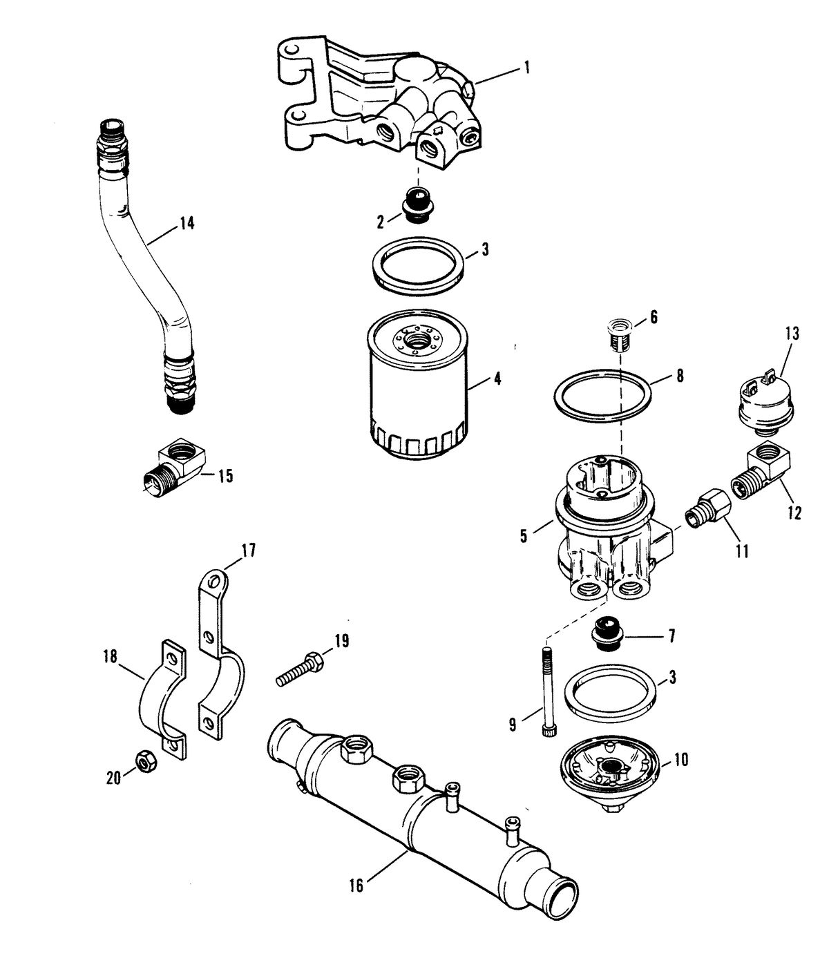 MERCRUISER 320 HP EFI ALPHA 1/BRAVO OIL FILTER AND ADAPTOR