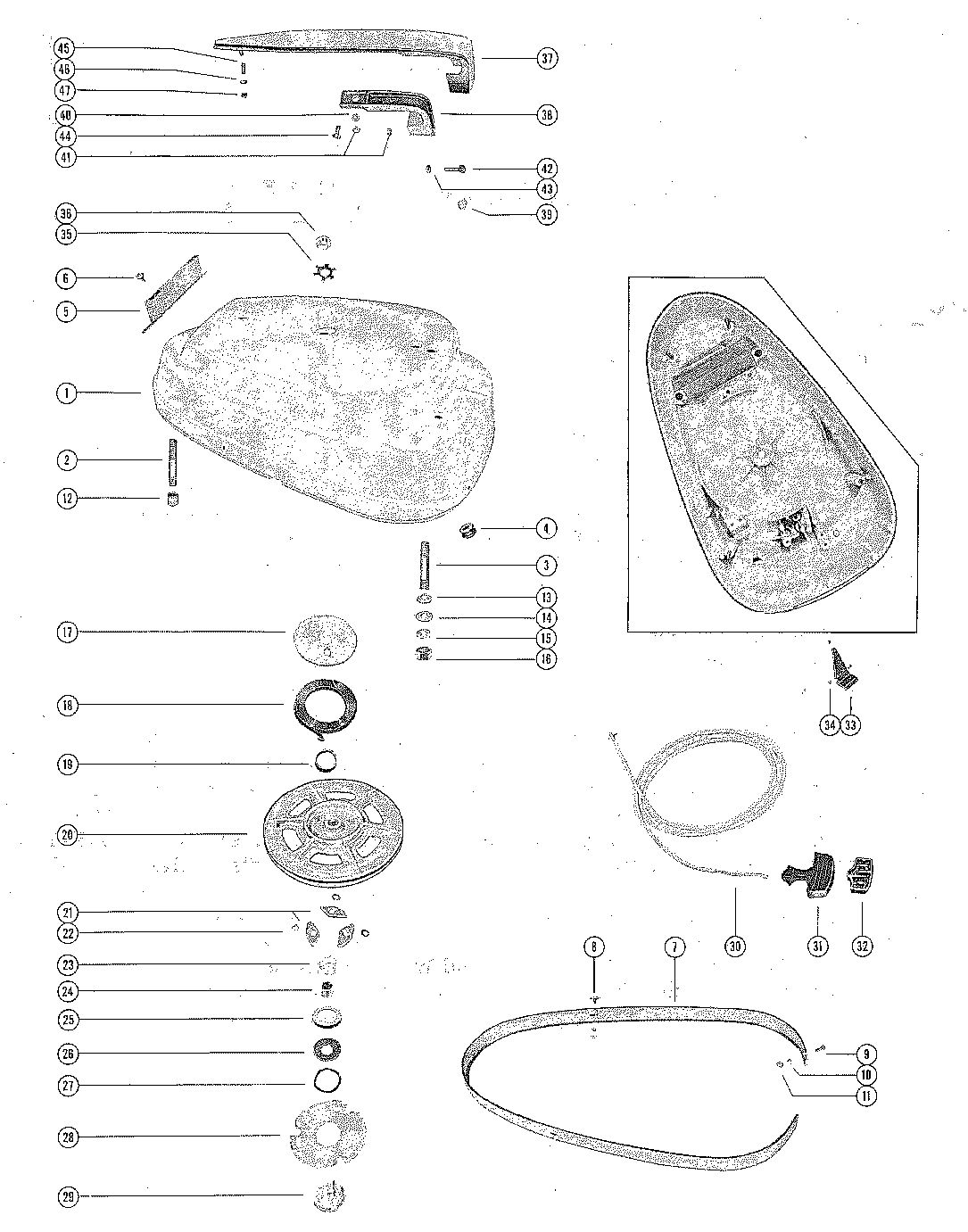 MERCURY MERC 700-1/2 TOP COWL AND STARTER ASSEMBLY