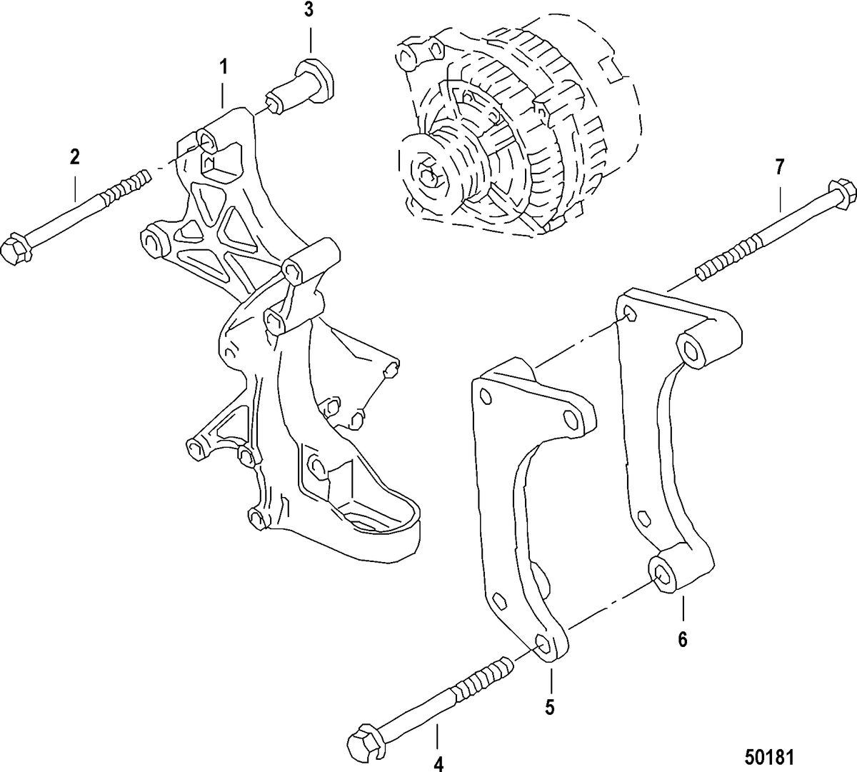 MERCRUISER VW 2.5L ALTERNATOR, Connecting and Mounting
