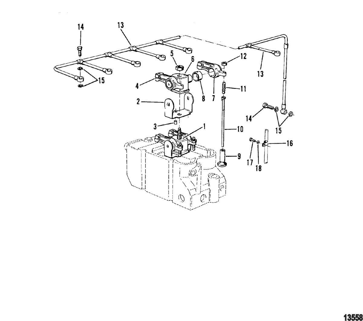 MERCRUISER 530 D-TA / 636 D -TA D183 TURBO AC/D219AC Rocker Arm And Oil Lines