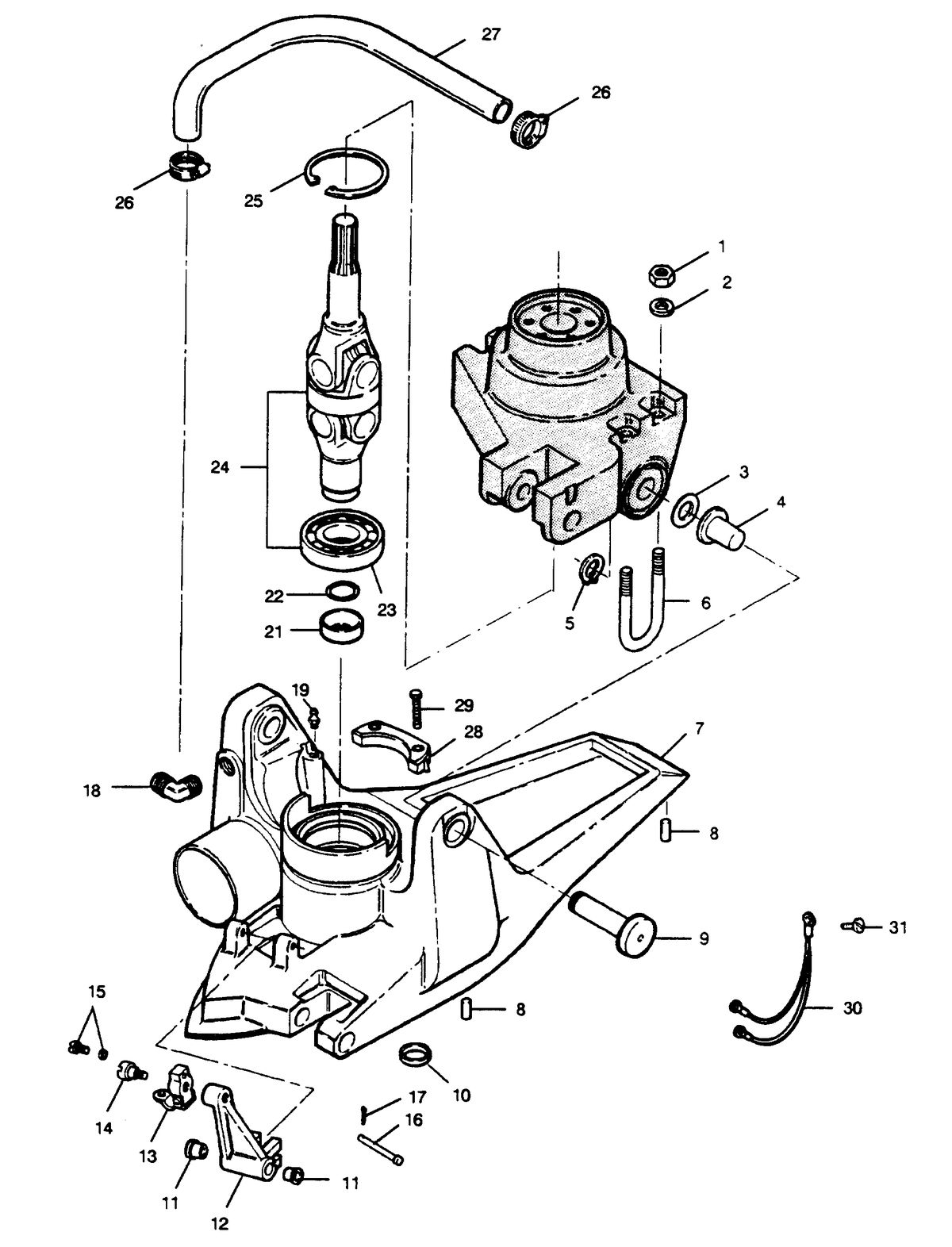FORCE FORCE 1990 90 H.P. "A" MODEL L-DRIVE U-JOINT AND HOUSING