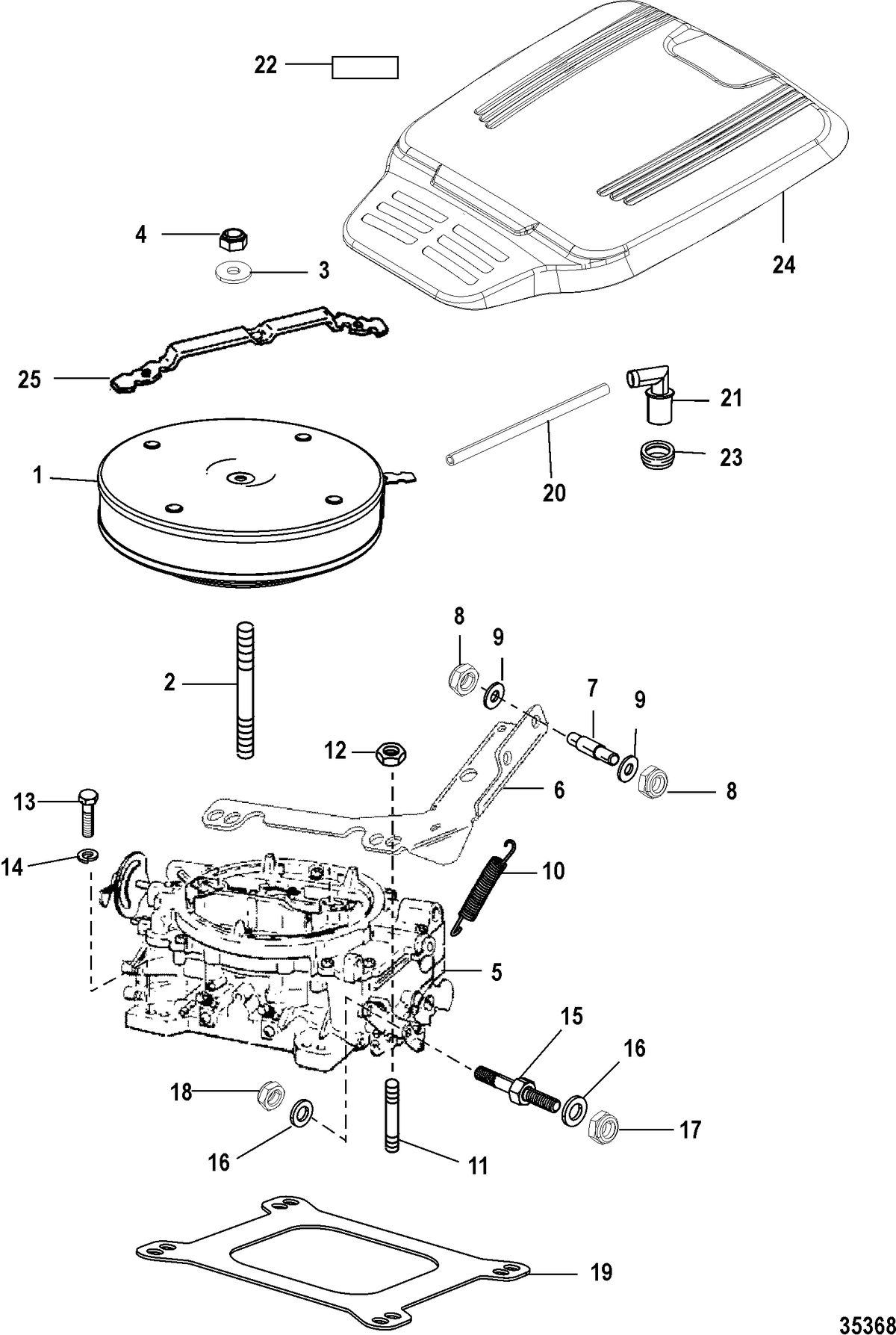 MERCRUISER 357 MAG BRAVO 4V/357 ALPHA 4V/383 MAG BRAVO 4V Carburetor and Throttle Linkage