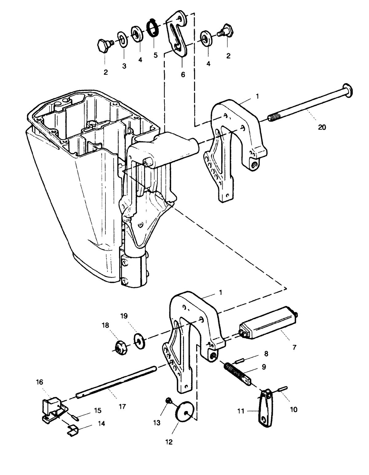 SEARS 15 H.P. STD. 15" LEG OUTBOARD MOTOR Stern Brackets