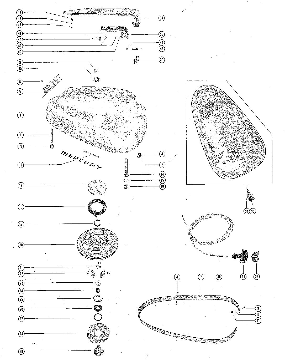 MERCURY MERC 400 TOP COWL AND STARTER ASSEMBLY