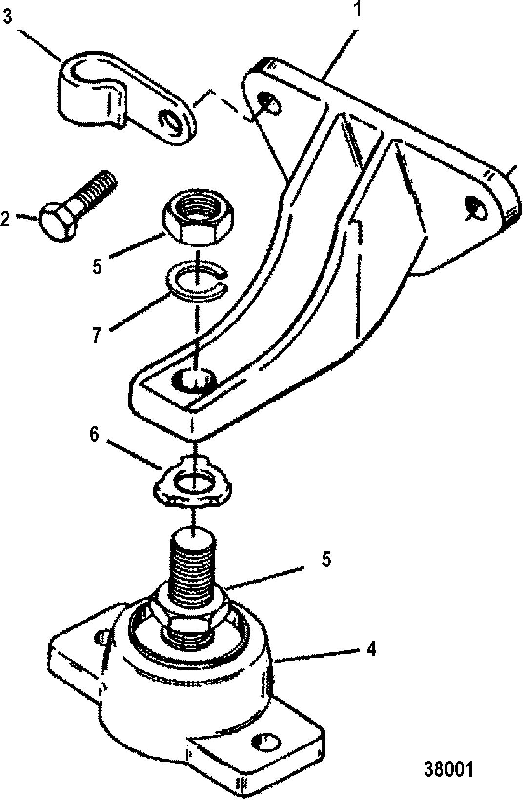 MERCRUISER 4.3L/4.3LX ALPHA ONE ENGINE (262 CID) GEN II ENGINE MOUNTING