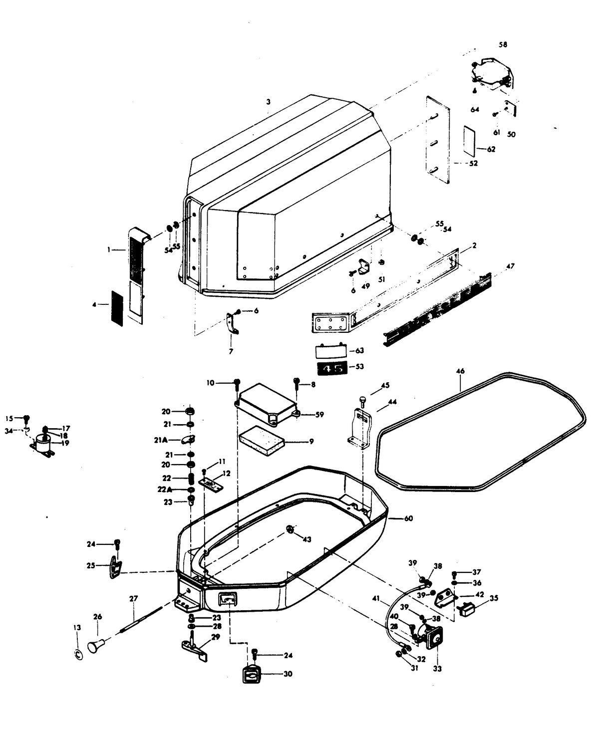 CHRYSLER 45 H.P. ENGINE COVER AND SUPPORT PLATE