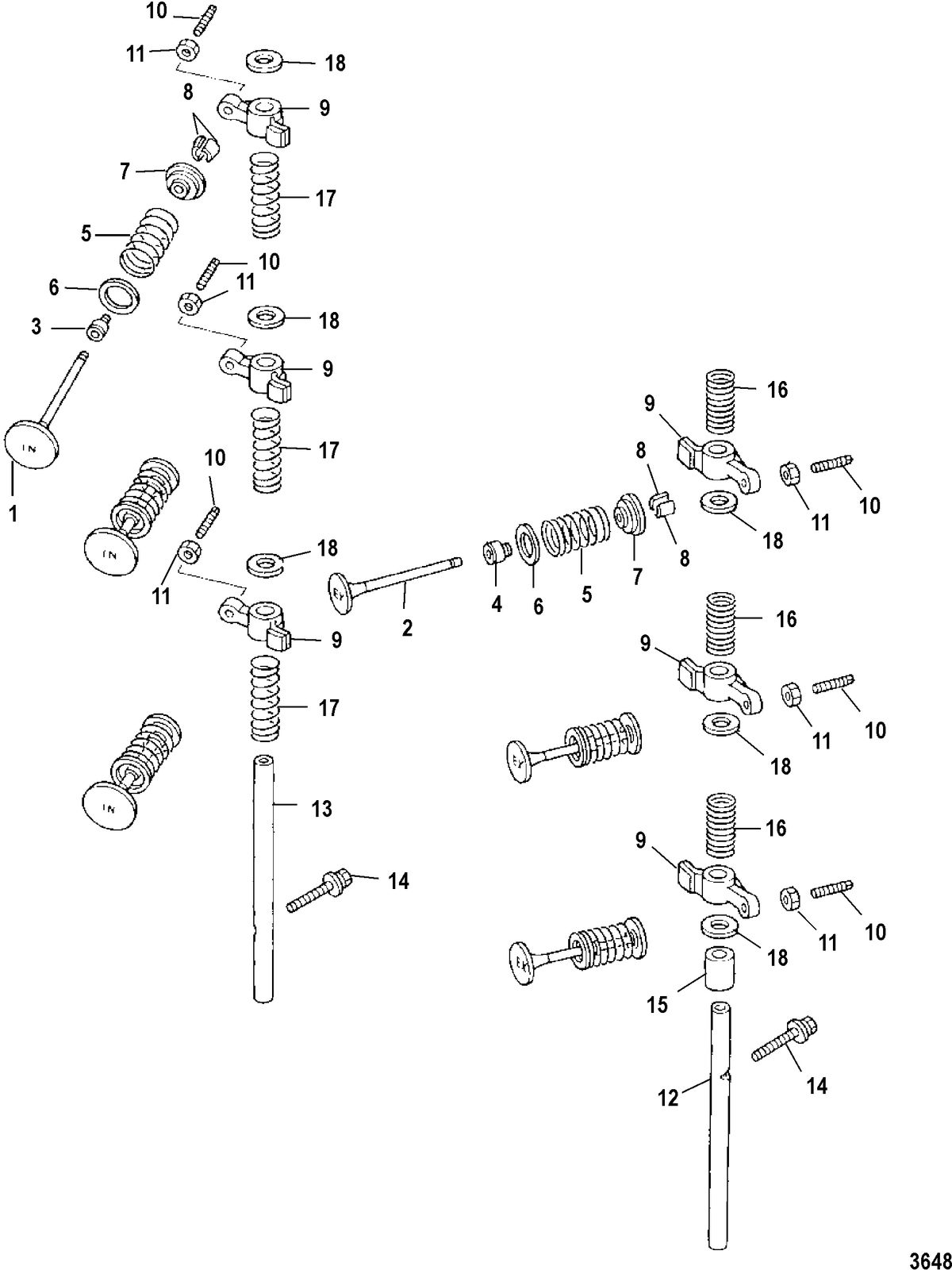 MERCURY/MARINER 25HP SEAPRO 4-STROKE INTERNATIONAL Intake and Exhaust Valves