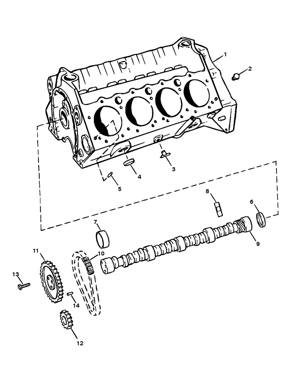 MERCRUISER 525 H.P. ENGINE CYLINDER BLOCK & CAMSHAFT