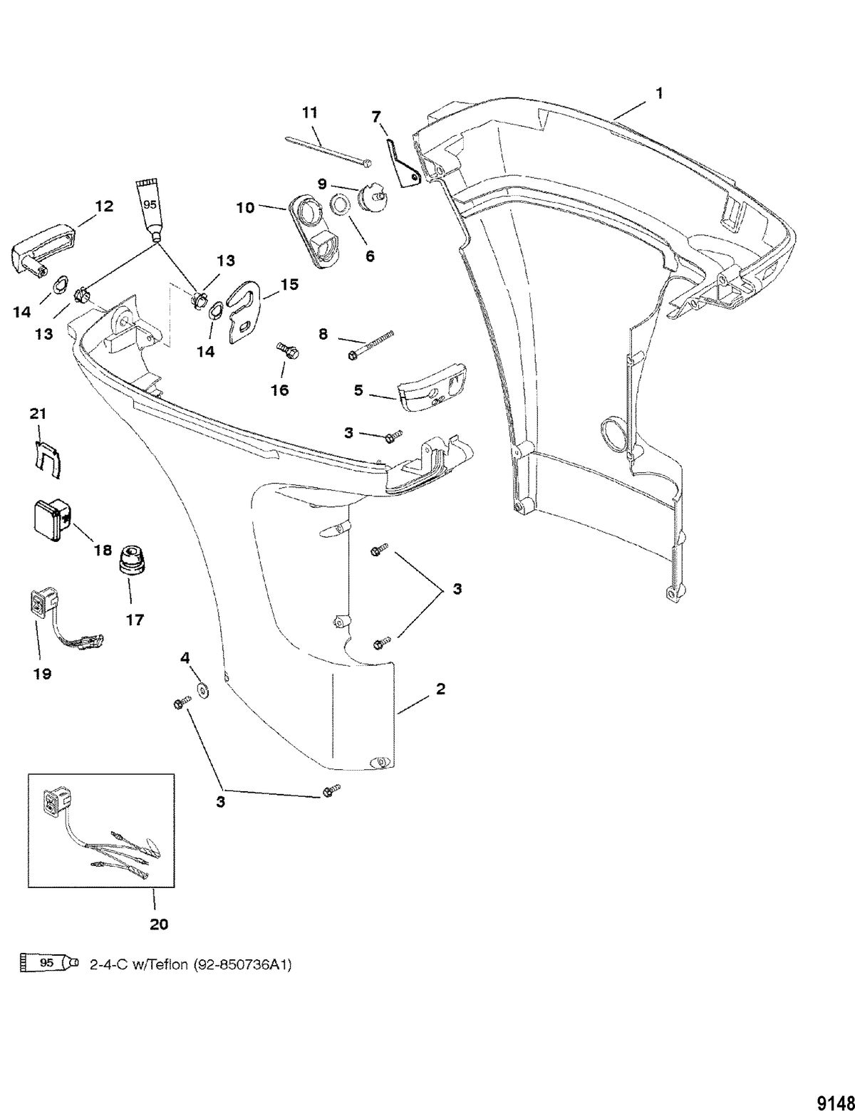 MERCURY/MARINER 30/40 CARB 4-STROKE (3 CYLINDER) Bottom Cowl