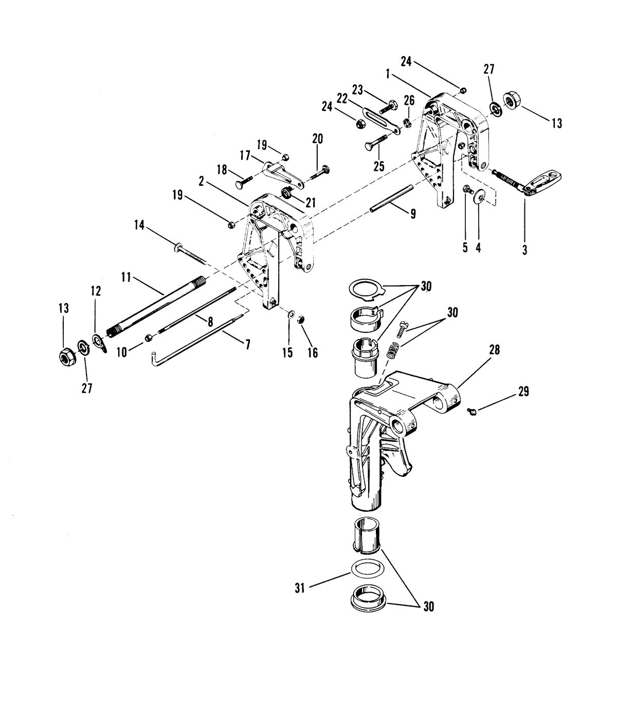 RACE OUTBOARD 25 XS CLAMP BRACKET/SWIVEL BRACKET