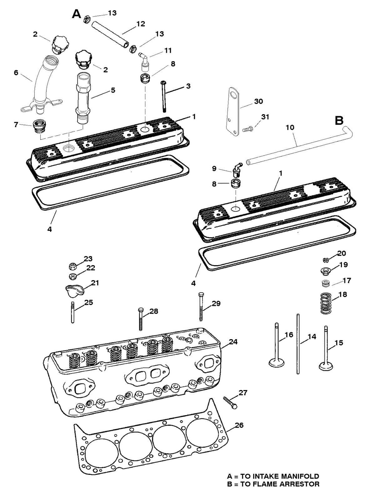 MERCRUISER 350/6.2L BLACK SCORPION SKI (GEN+) CYLINDER HEAD AND ROCKER COVER