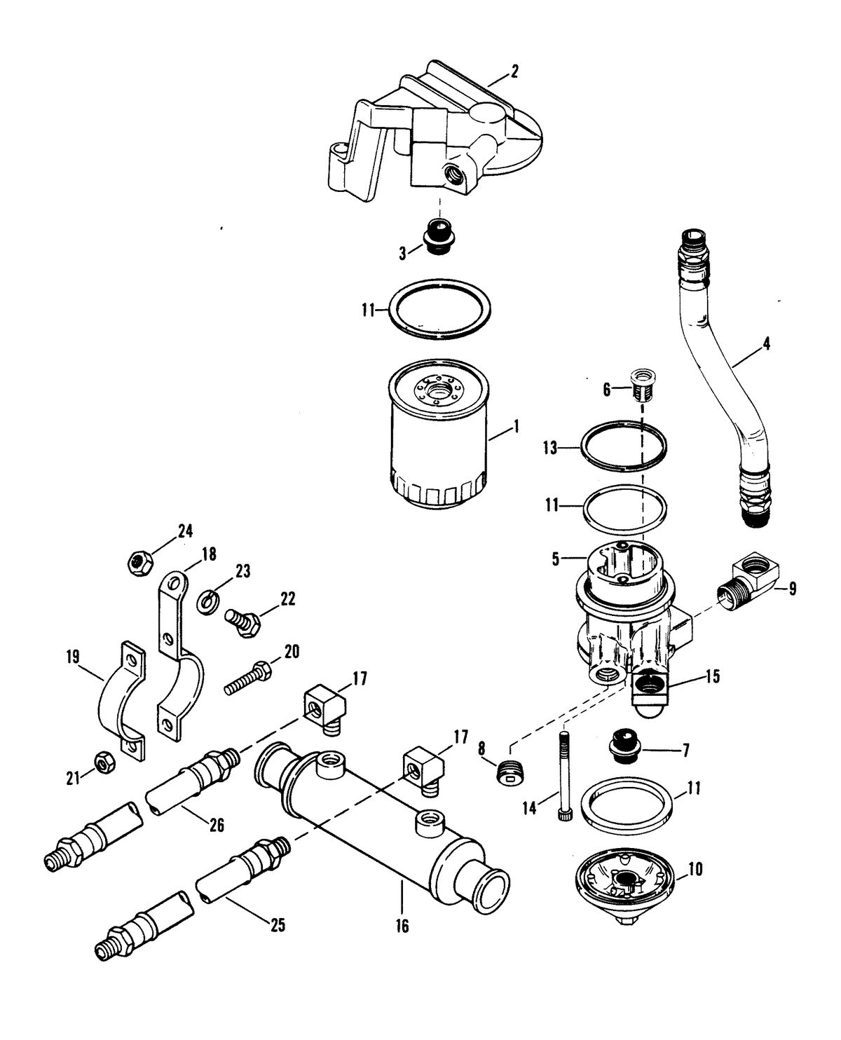 MERCRUISER 370 H.P. TRS ENGINE (CARD 37) OIL FILTER AND ADAPTER