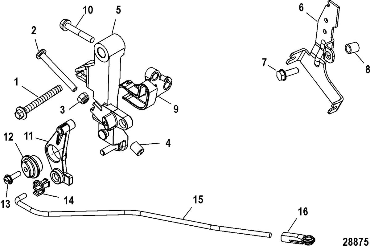 MERCURY/MARINER 30/40 EFI 4-STROKE (3 CYLINDER) Throttle Linkage, Tiller