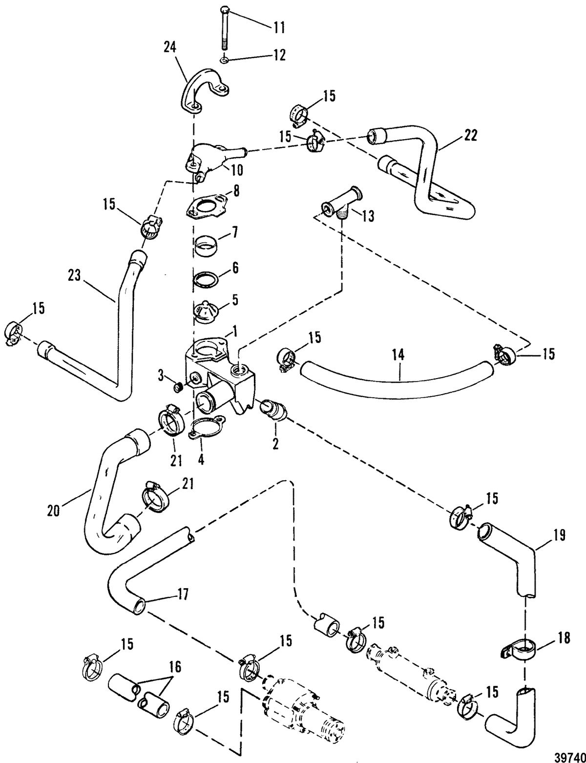 MERCRUISER 7.4L BRAVO THERMOSTAT HOUSING(OLD DESIGN)