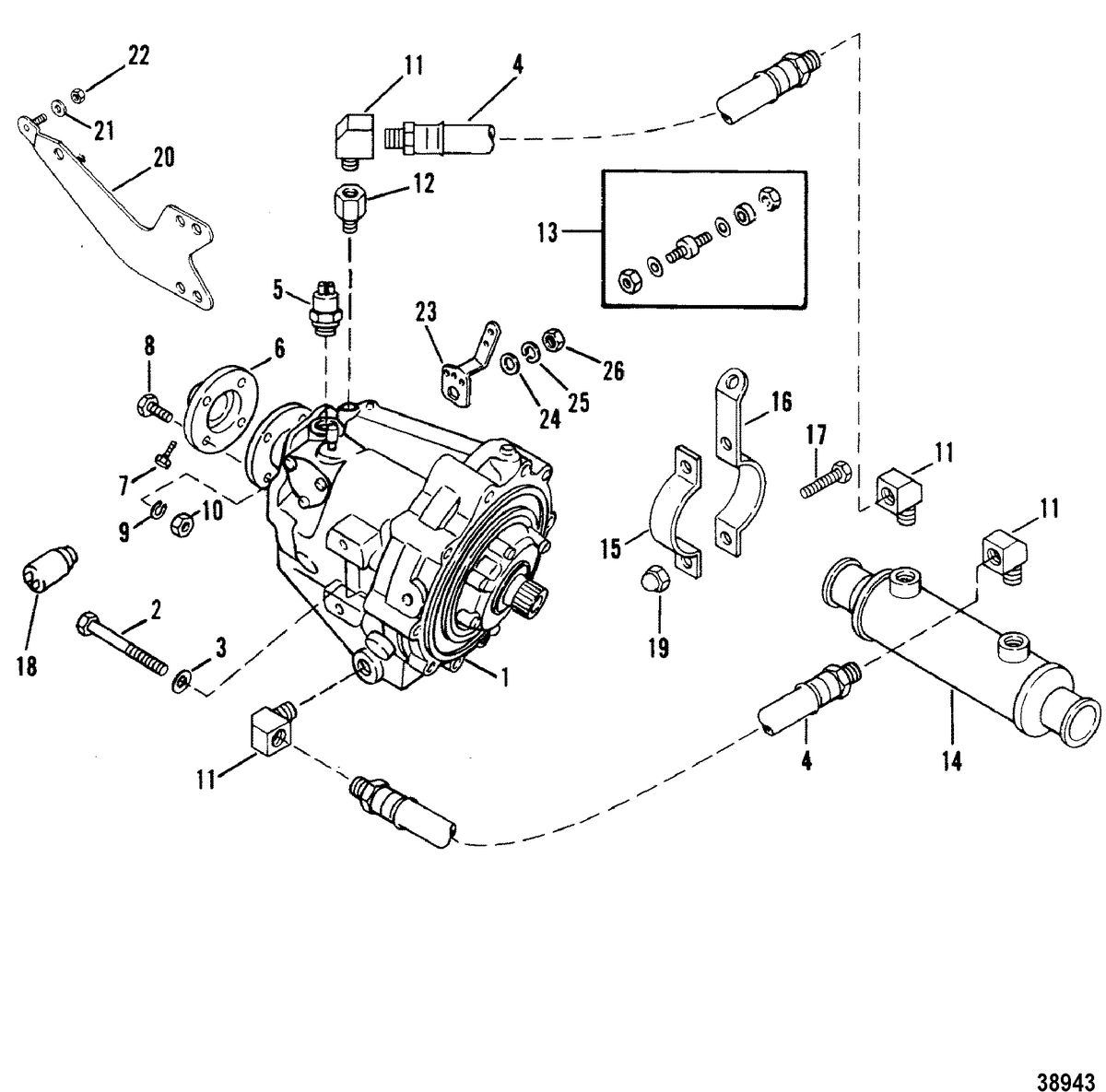 MERCRUISER 340 H.P./7.4L W/BORG WARNER TRANS (GM) TRANSMISSION AND RELATED PARTS(IN-LINE)