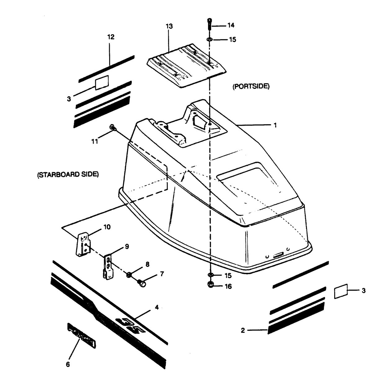 FORCE FORCE 1989 35 H.P. "C" MODELS ENGINE COVER (FORCE MODELS)