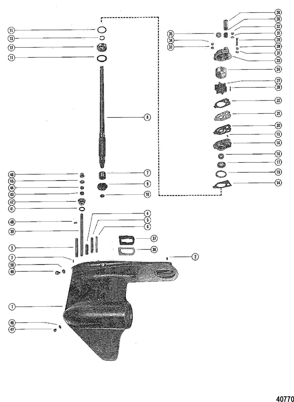 MERCURY MERC 1150 GEAR HOUSING ASSEMBLY, DRIVESHAFT