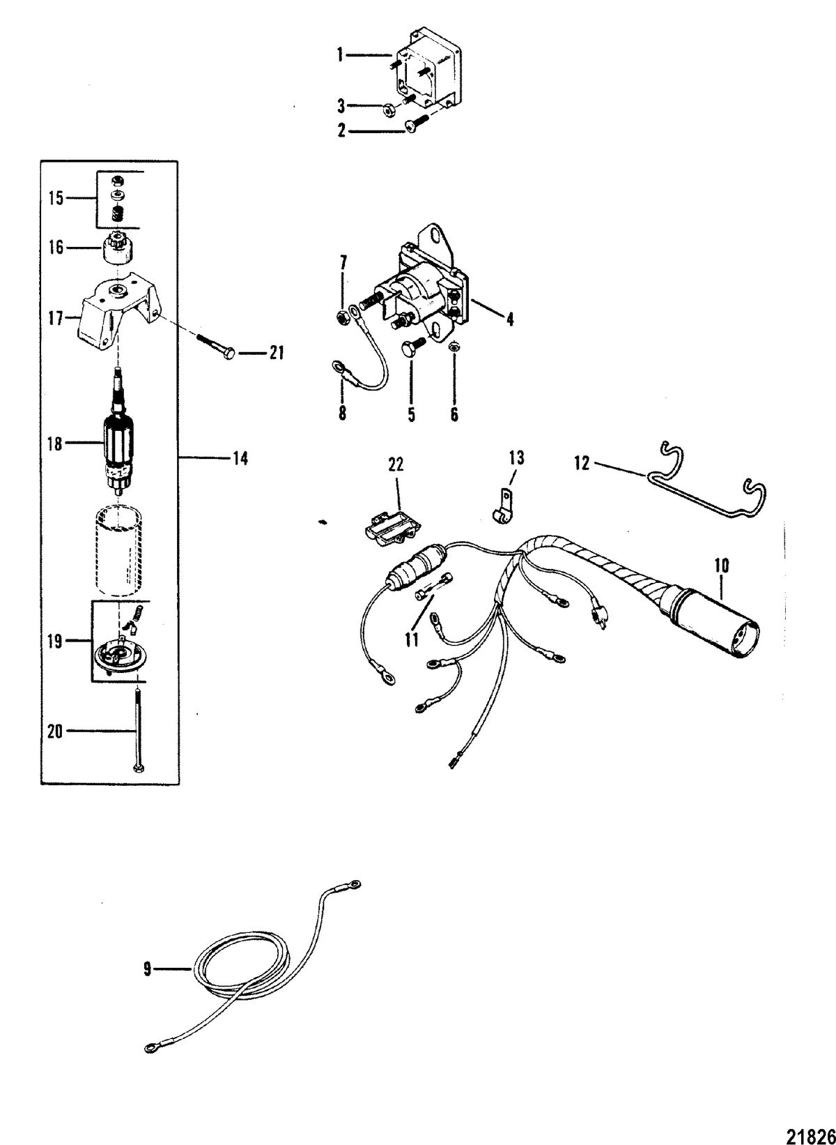 MERCURY/MARINER 20 H.P /25 H.P. SEA PRO /MARATHON 25 SUPER 15 Electric Start Components