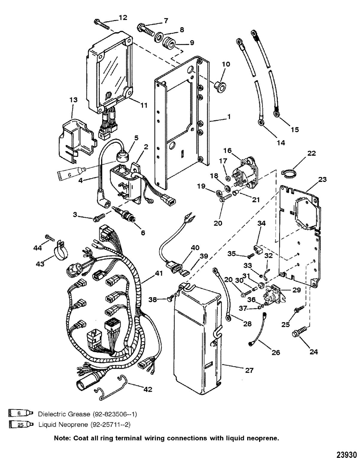 MERCURY/MARINER 225 AND 225 SEAPRO/MARATHON (3.0L CARB) ELECTRICAL(S/N:0G129221 & BELOW NON SEAPRO/MARATHON)