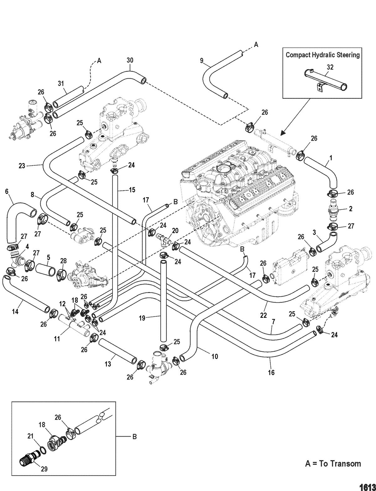 MERCRUISER 5.0L,350 MAG,MX 6.2L MPI STERNDRIVE Standard Cooling System(Easy Drain)