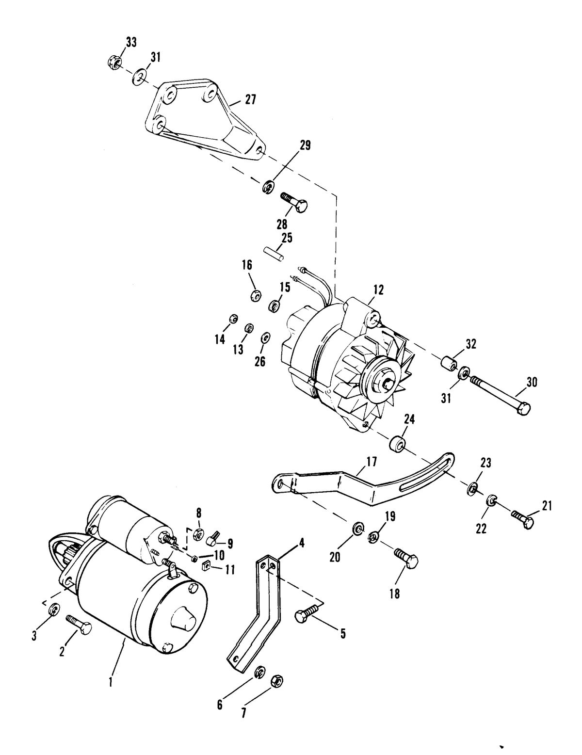 MERCRUISER 5.7 LITRE COMPETITION SKI ENGINE STARTER AND ALTERNATOR