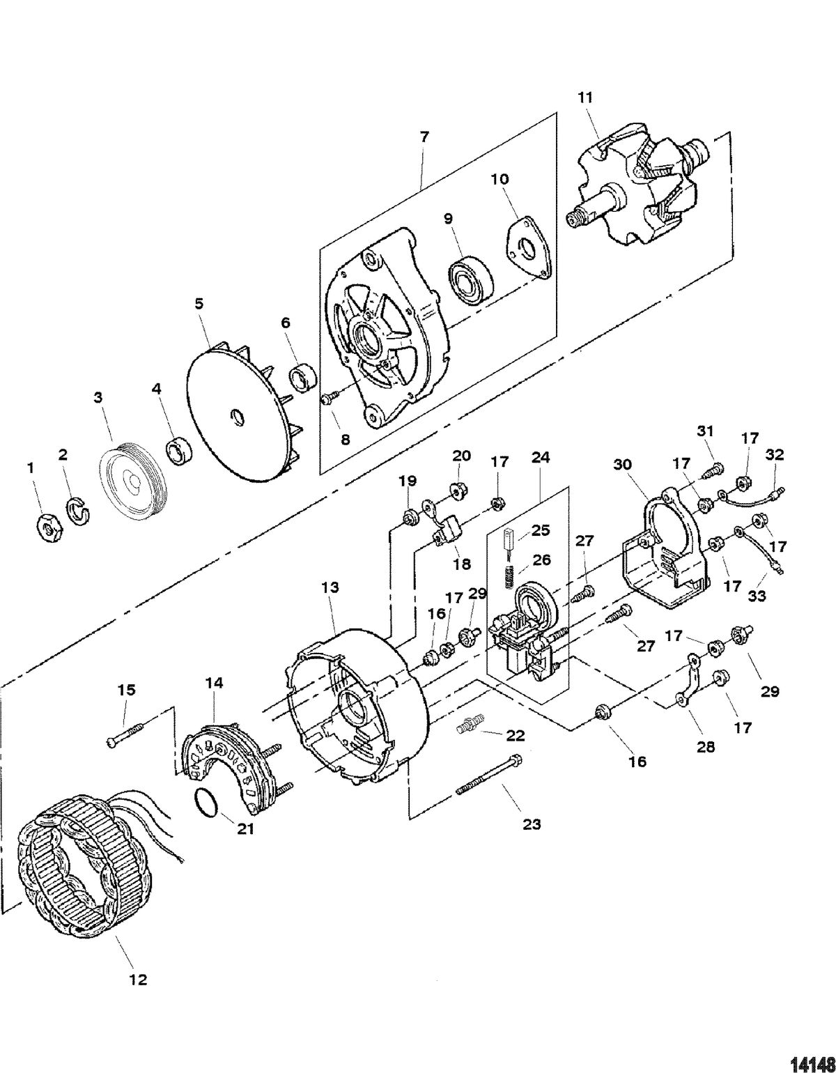 MERCRUISER 350 MAG MPI (GEN+)MIE Alternator(Mando)