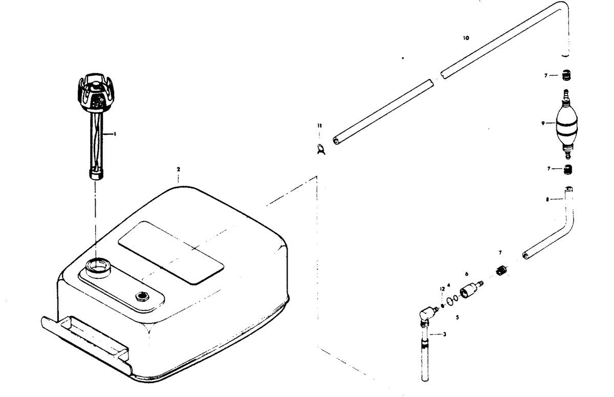 CHRYSLER 75 AND 90 H.P. FUEL TANK AND LINE