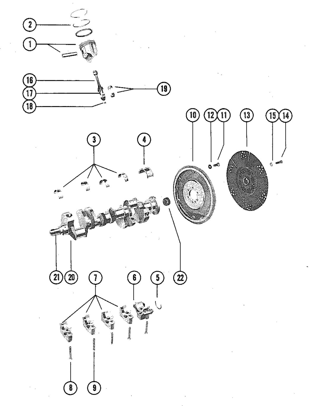 MERCRUISER 330 ENGINE (G.M.) PISTONS AND CRANKSHAFT