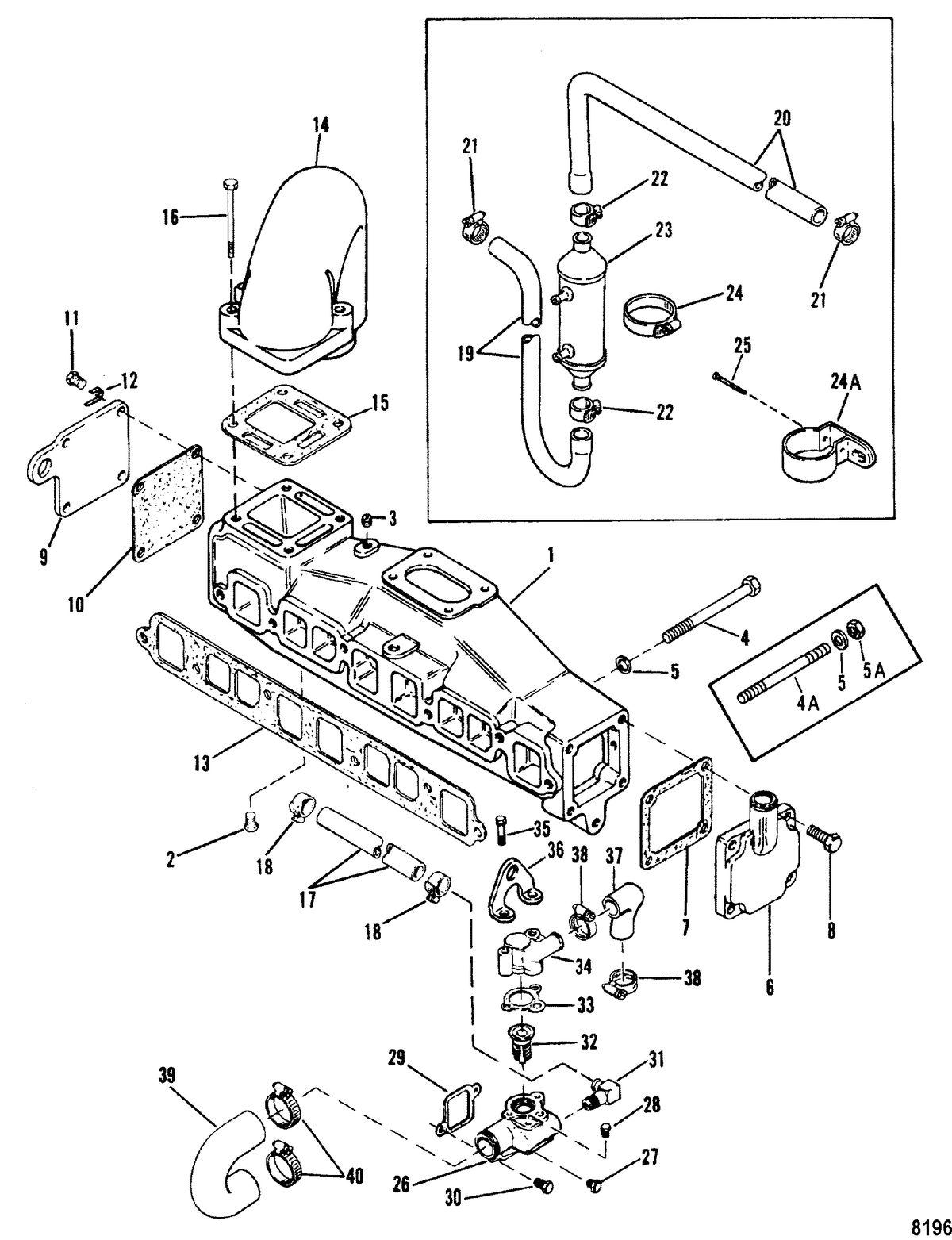 MERCRUISER 3.0L/LX ALPHA ONE Exhaust Manifold and Water System(With End Caps) 3.0L Only