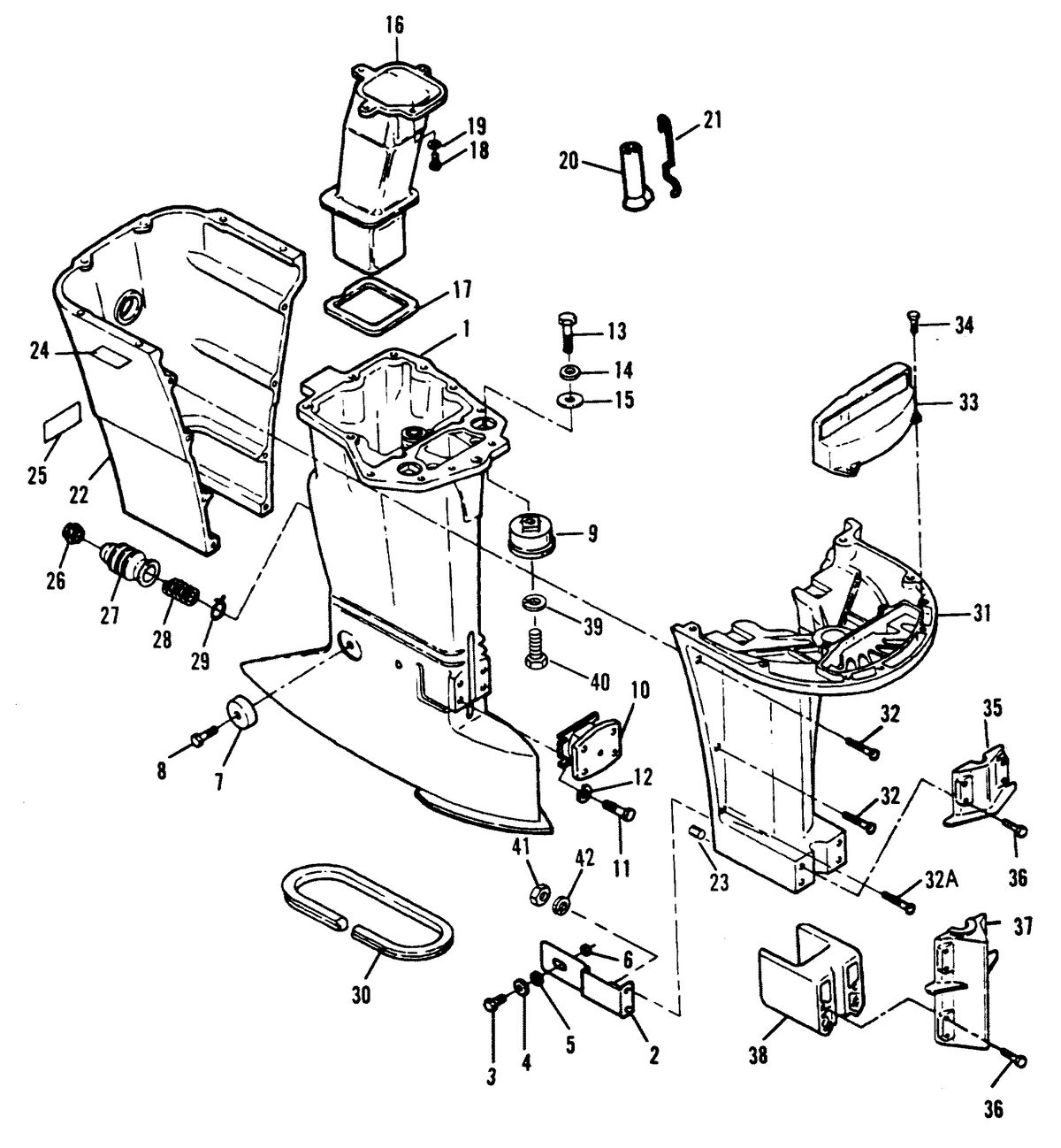 FORCE 120 H.P. DRIVESHAFT HOUSING