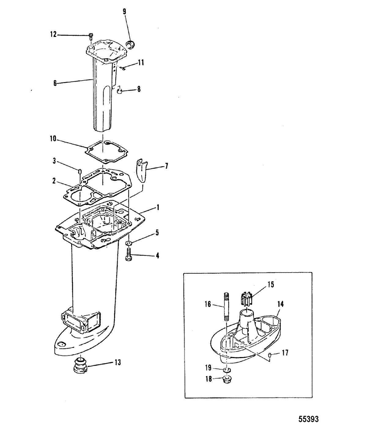 MARINER 20 HP MARINER DRIVESHAFT HOUSING