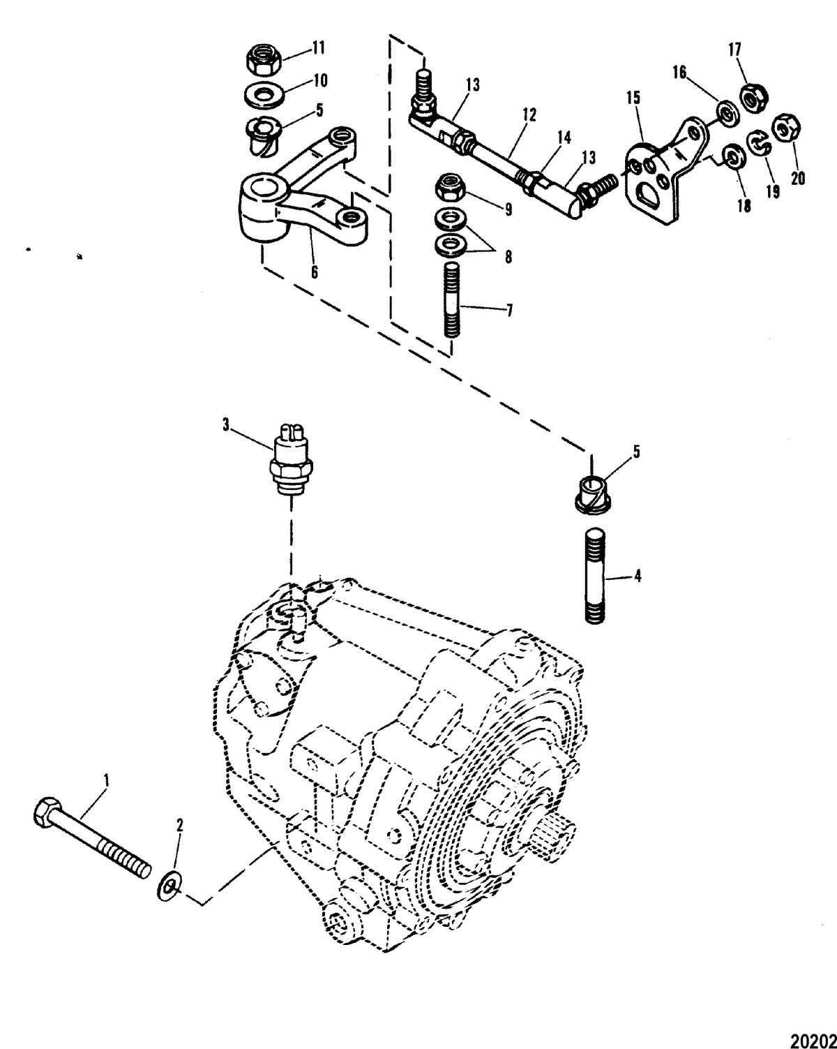 MERCRUISER 330 H.P. ENGINE W/BORG WARNER Shift Linkage