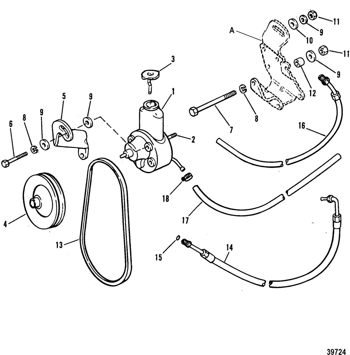 MERCRUISER 4.3L/4.3LX ALPHA ONE ENGINE (262 CID) POWER STEERING COMPONENTS