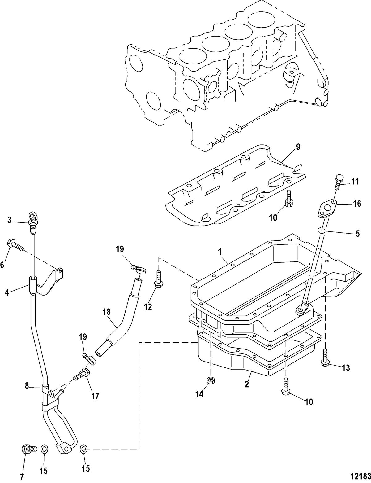 MERCRUISER D1.7L DTI STERNDRIVE (ALPHA) Oil Pan and Level Gauge