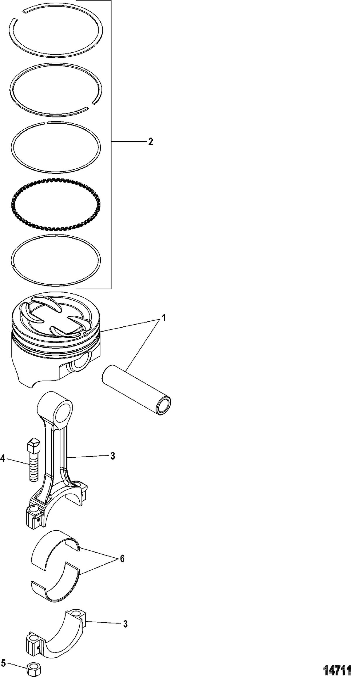 MERCRUISER 5.0L,350 MAG,MX 6.2L MPI STERNDRIVE Pistons And Connecting Rods