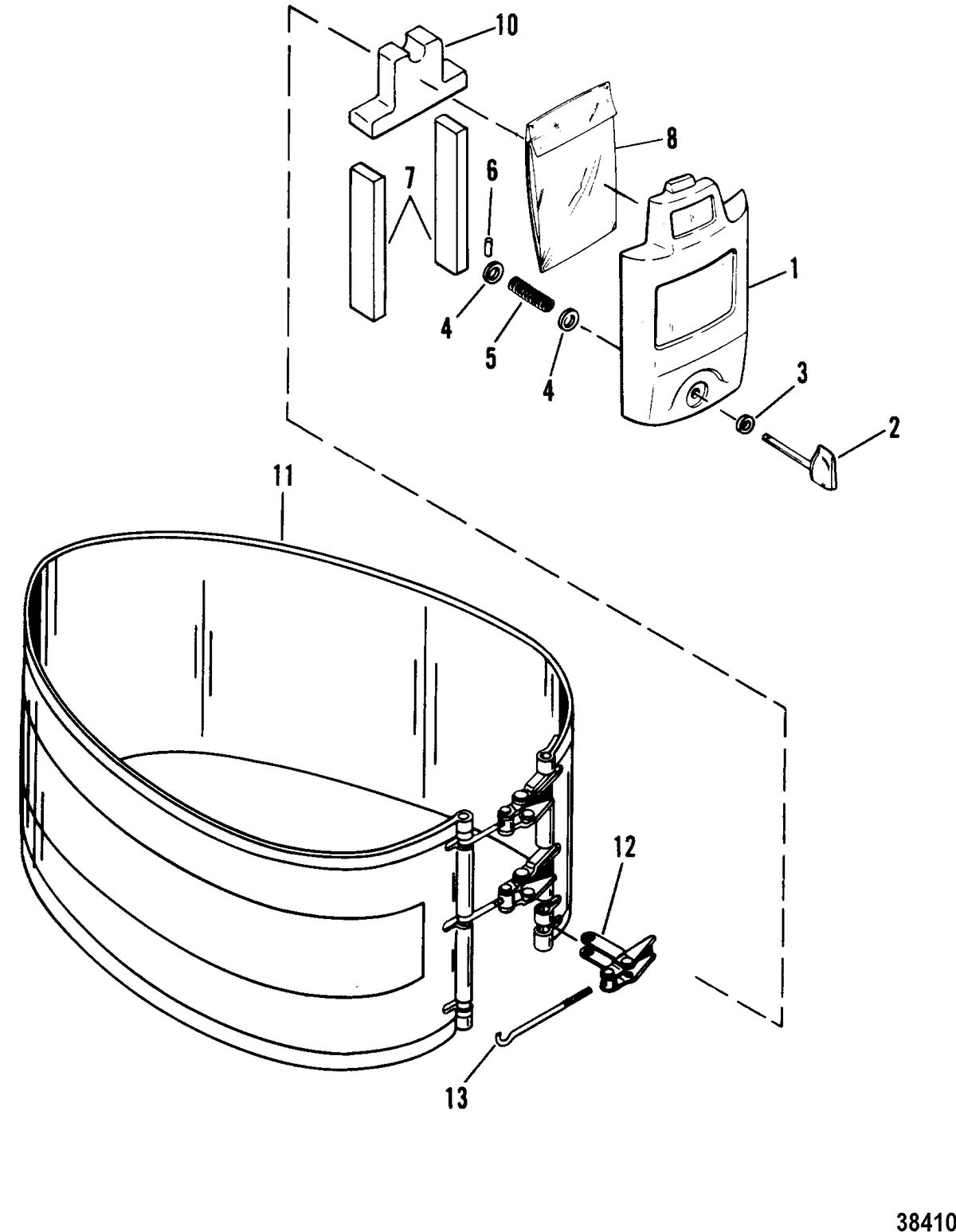 MERCURY/MARINER 90/115 H.P. (INLINE) COWLING AND FRONT COVER(GRAY)