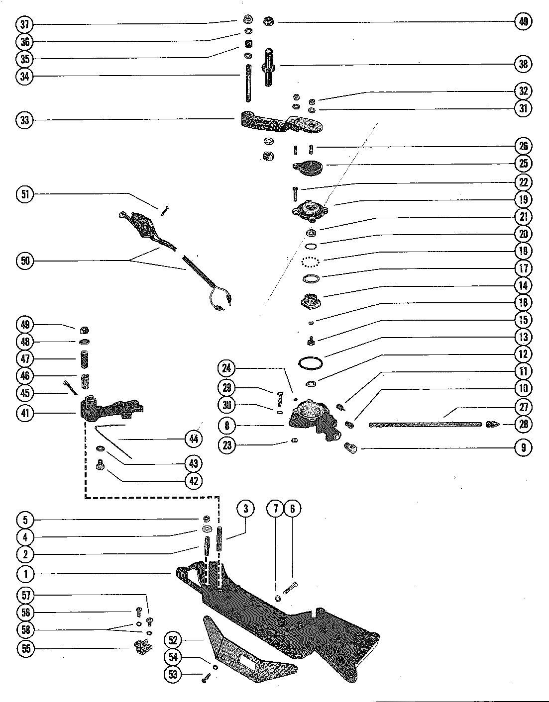 MERCRUISER 898 (1.50 RATIO) 1228 (1.50 RATIO) 1250 (1.32 RATIO) SHIFT BRACKET AND REVERSE LOCK VALVE