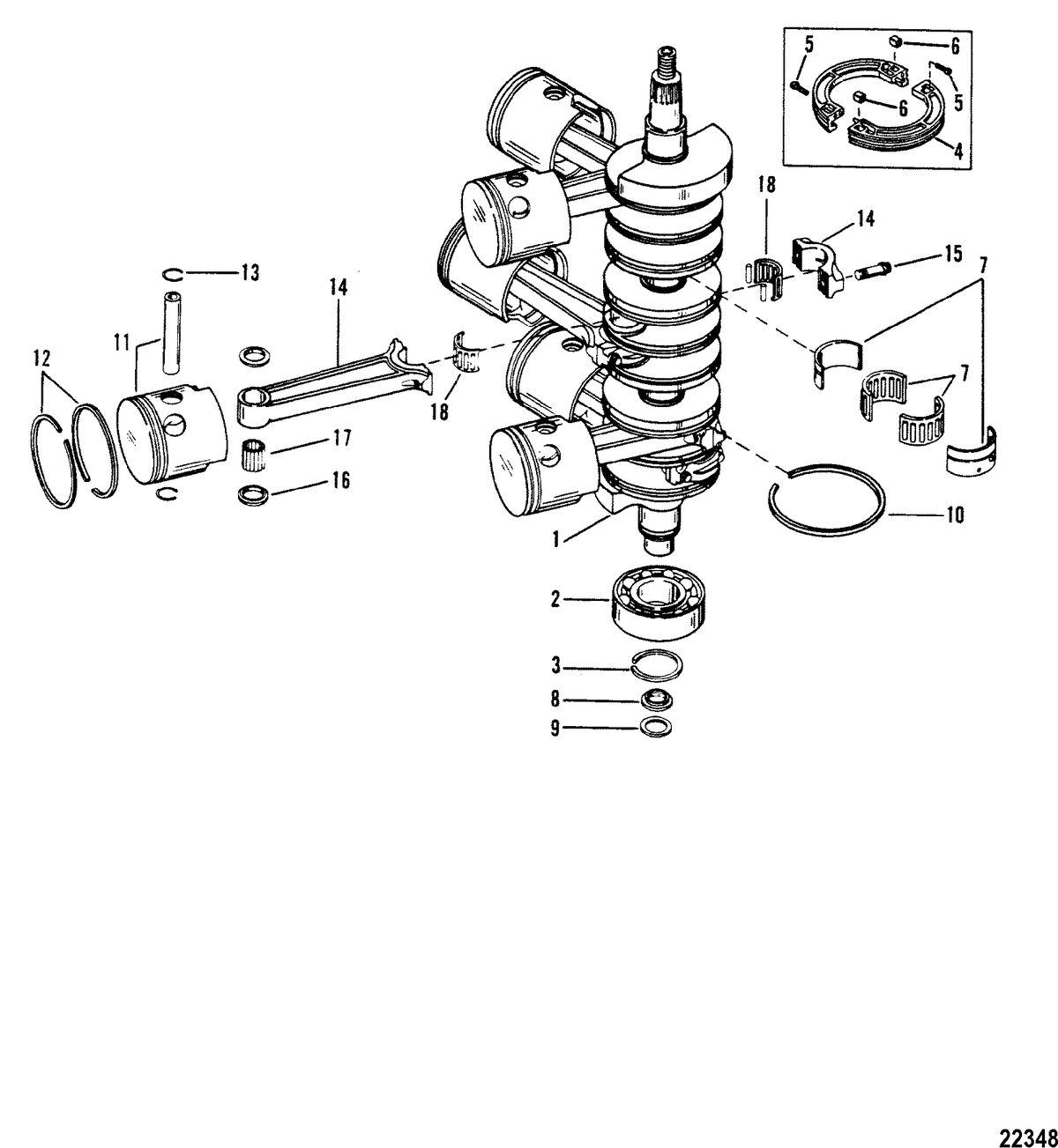 MERCURY/MARINER 175 XRI /175 MAGNUM 200 XRI (EFI) CRANKSHAFT(Conn Rod Forging # is 636-8118)