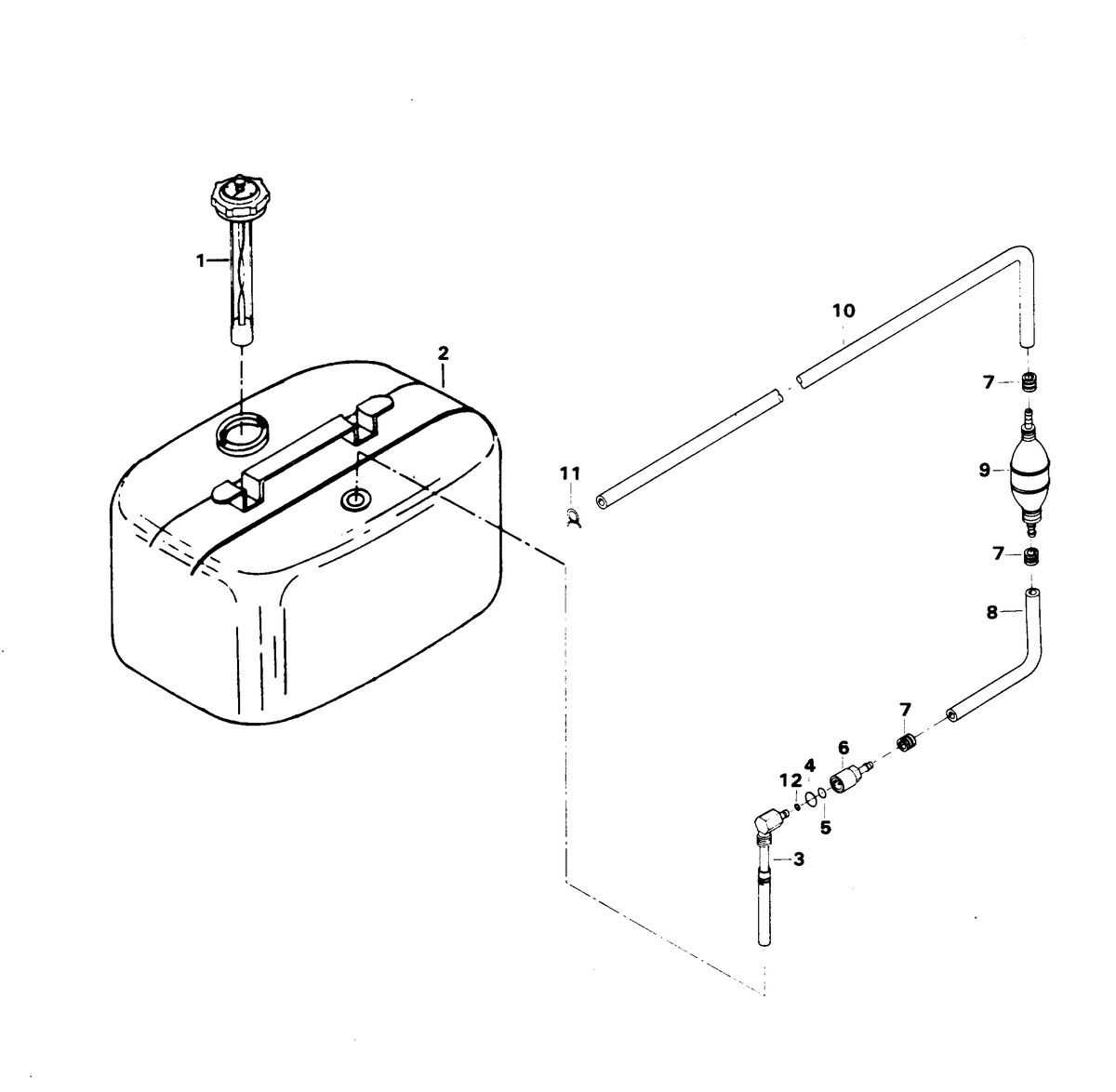 CHRYSLER 85 H.P. FUEL TANK AND LINE
