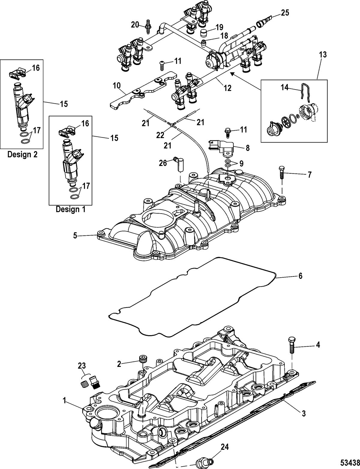 MERCRUISER 383 MAG STROKER INBOARD - REMAN Intake Manifold and Fuel Rail