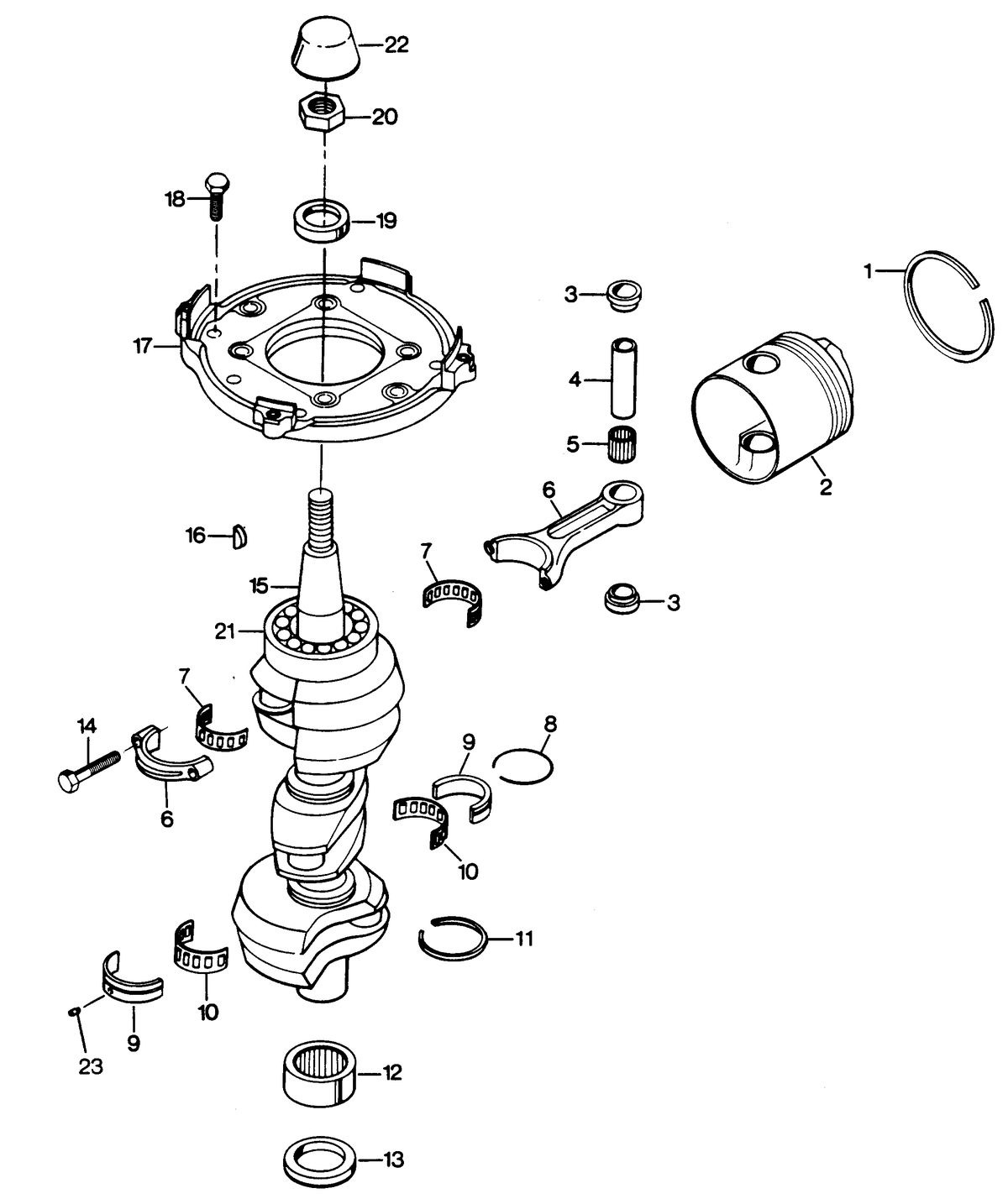 FORCE FORCE 1988 85 H.P. "A" MODELS CRANKSHAFT AND PISTON